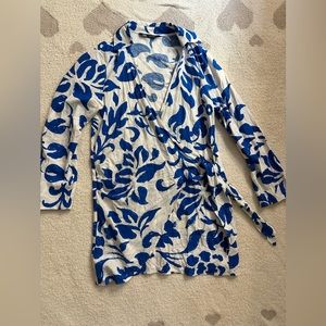 Zara blue white floral wrap dress, size medium